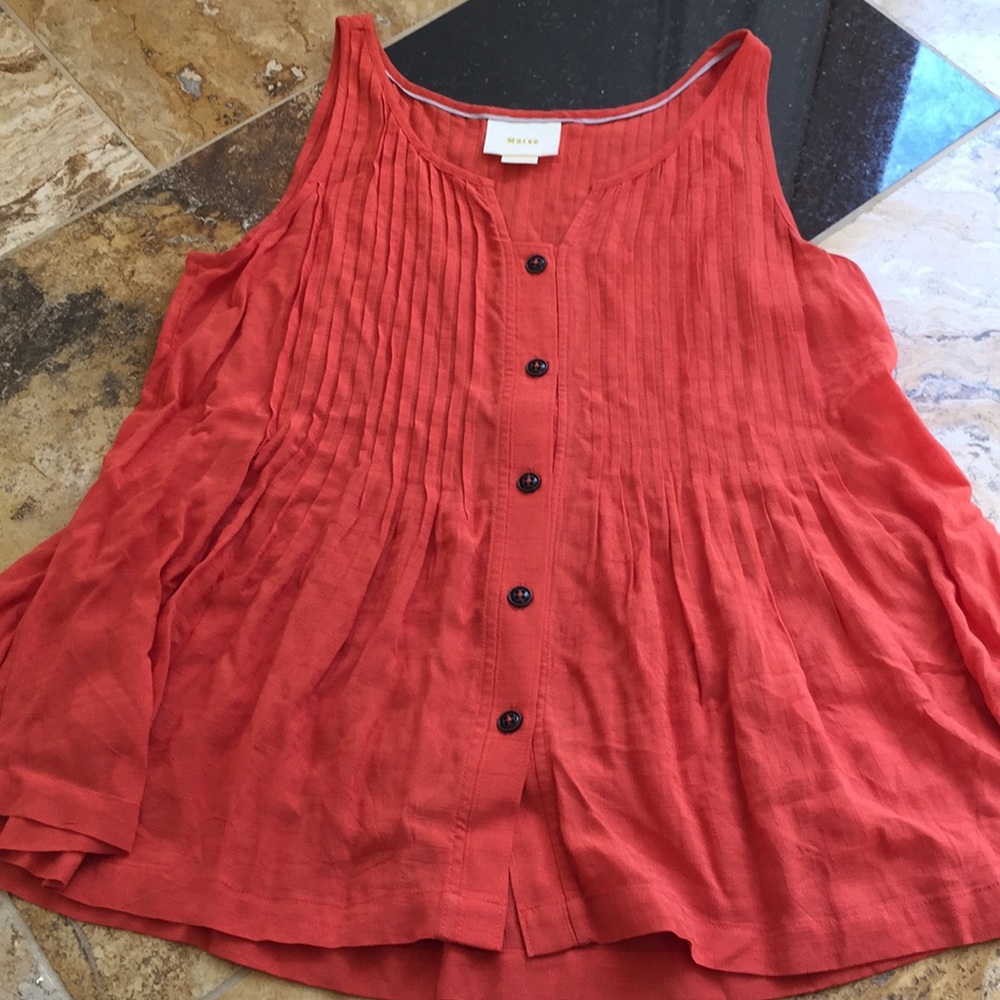 Anthropologie Maeve tomato orange swing style tank